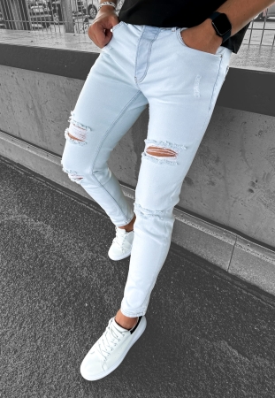 New 6352-r3  light blue jeans z dziurami premium  