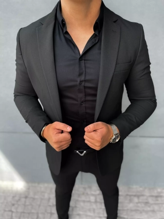 Marynarka męska slim elegancka klasyczna czarna M03 