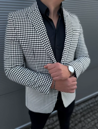 Marynarka męska slim elegancka klasyczna w pepite MP01