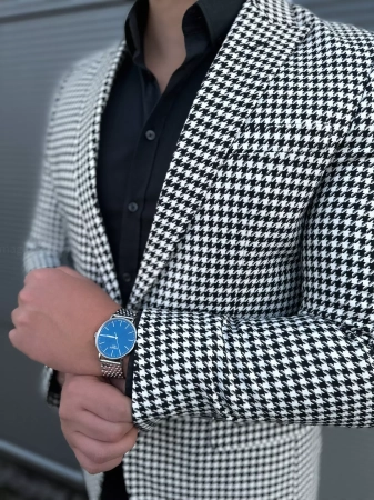 Marynarka męska slim elegancka klasyczna w pepite MP01