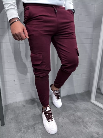 Spodnie dresowe męskie z kieszeniami 1067b bordowe