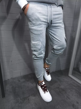 Spodnie dresowe męskie 1067js jasne szare