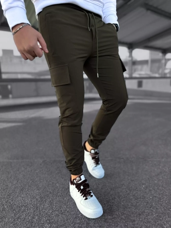 Bojówki męskie khaki spodnie joggery 5010k 