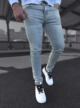 Jeansy męskie spodnie elastyczne 16-16 niebieskie Slim rozciągliwe dopasowane