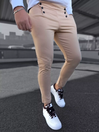 Spodnie męskie  4009r elegancko-dresowe pudrowy róż