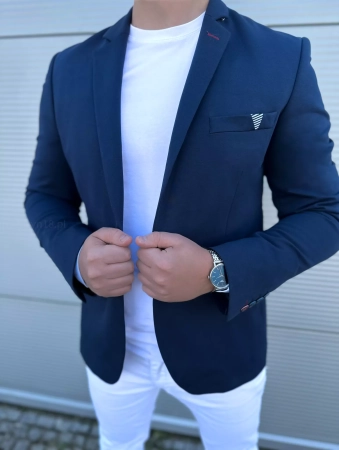 Marynarka męska slim elegancka klasyczna granatowa  M21