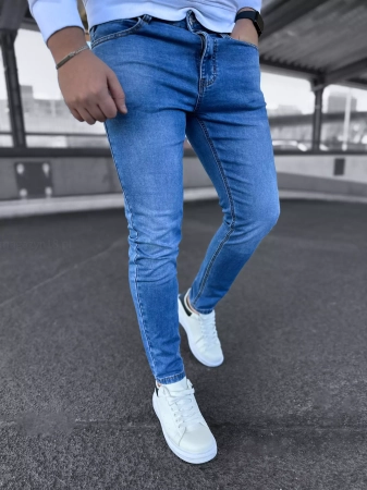 Jeansy męskie elastyczne 22-99n niebieskie SLIM spodnie dopasowane