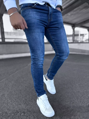 Jeansy męskie 13-67 granatowe spodnie z jeansowe SlimFit elastyczne 