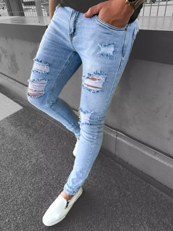 New jeans 937-1 light blue z dziurami 